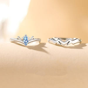 แหวนคู่รักแบบปรับได้,แหวนเซอร์คอนประดับเพชรปีศาจร้ายและ<span class=keywords><strong>เจ้า</strong></span><span class=keywords><strong>หญิง</strong></span>ชุบเงินสำหรับผู้<span class=keywords><strong>หญิง</strong></span>ผู้ชายของขวัญครบรอบ1คู่ - Product Image 2