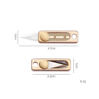 Couteau de poche miniature en alliage de laiton léger EDC avec bouton poussoir pour porte-clés