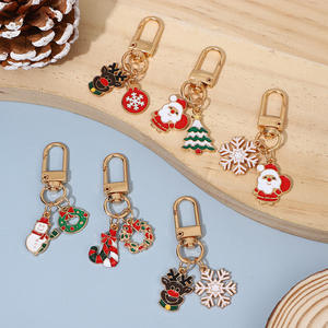 أزياء عيد الميلاد موضوع سلسلة المفاتيح لطيف المعادن سانتا كلوز ثلج الأيل قلادة سلسلة مفاتيح عيد الميلاد الطرف المينا سلاسل المفاتيح الهدايا - Product Image 3