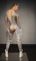 Homme Pantaloni Uomo Étape Transparente Costume Danse Pantalons De Survêtement Homme Pantalons Maille Manteau Broek Pantalones De Hombres Habitude Homme