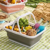 Panier de rangement pliable 16L en plastique PP écologique avec poignée, design moderne et simple, pour camping extérieur, pique-nique et usage domestique
