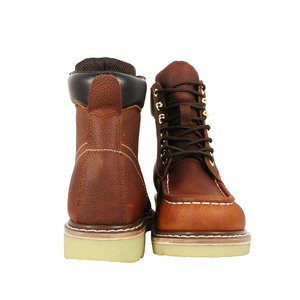 Bottes de sécurité professionnelles unisexe en cuir pleine fleur de vache, coupe haute, avec embout en acier Goodyear et protection du pouce, pour l'industrie - Product Image 4