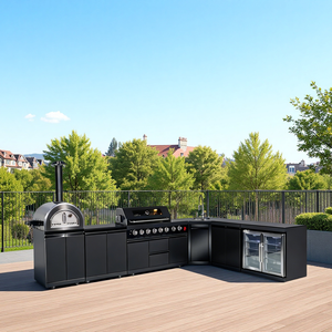 <span class=keywords><strong>Cocina</strong></span> Exterior con Isla para Asar, Gabinetes de <span class=keywords><strong>Cocina</strong></span> Completos Personalizados, <span class=keywords><strong>Cocina</strong></span> Exterior en Forma de L, Gabinete para Asar de Acero Inoxidable Negro - Product Image 2