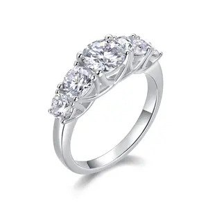 New giá rẻ Quà Tặng đơn giản GRA chứng nhận mạ Vàng 925 sterling Silver moissanite LỜI HỨA nhẫn cho phụ nữ