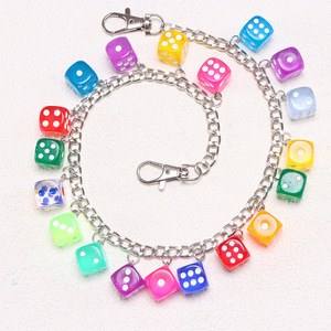 โซ่คาดเอวทรงลูกเต๋าหลากสี โซ่โลหะเส้นเดียวสำหรับกางเกง แฟชั่นสำหรับใส่ทุกวัน โซ่ประดับตัวทำจากโลหะผสมสังกะสี - Product Image 2