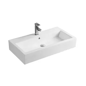 CE porselen el lavabo dikdörtgen uzatılmış beyaz renk banyo kase lavabo