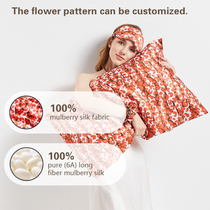 Lusso 16-22mm fodera per <span class=keywords><strong>cuscino</strong></span> in pura seta di gelso 100% all'ingrosso <span class=keywords><strong>federa</strong></span> in seta con stampa fiorellino foglia <span class=keywords><strong>verde</strong></span> arancione - Product Image 3