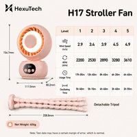 Ventilateur de poussette H17 en gros d'usine, rechargeable et portable avec support trépied flexible, veilleuse et éclairage LED automatique pour la tête du bébé