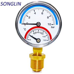 Medidor de pressão de aço inoxidável, manômetro glicerina cheio de aço inoxidável moldura líquido normal de temperatura - Product Image 3