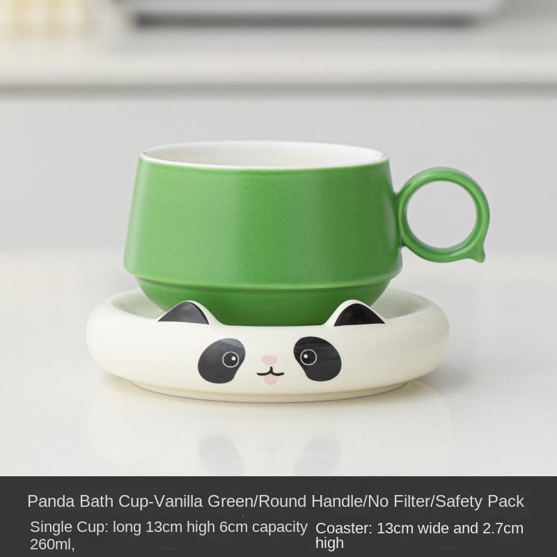 BAMBUS Eco-Friendly Panda Bath Porcelain Coffee Tea Cup Creative Cute Mug Gift Support Custom Engraving Logo 300mL Modern