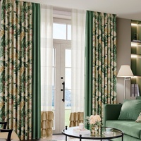 Rideau occultant de luxe en coton et lin respirant à motif floral, avec un ombrage de 90 à 100 %, pour salon, appartement et villa