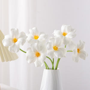 D106 <span class=keywords><strong>Blanco</strong></span> Amarillo Seda artificial Flores de tulipán abiertas Decoración de la boda Flor artificial Tulipán - Product Image 3