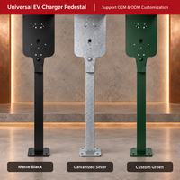 Support de chargeur EV extérieur en acier galvanisé noir avec plaque de montage réglable personnalisée JH-Mech, crochet de câble pour auvent et base au sol
