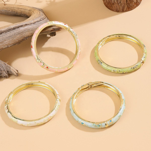 Hot Sales Chinese Style Christian Travel Gift Color Drop Spring Open <b>Bracelet</b> Peony Cloisonne Vintage Enamel <b>Bangles</b> Party Alloy - Product Image 4