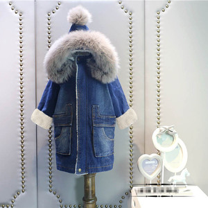 Giacche in Denim Lunghe Invernali per Bambine con Colletto in <span class=keywords><strong>Pelliccia</strong></span> Morbida, Impermeabili, Prezzo di Fabbrica per Vendita all'Ingrosso - Product Image 1