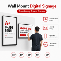 Layar Digital Signage 4K UHD Panel Kelas A+ 100% untuk Dinding, Kecerahan Tinggi 250cd hingga 450cd untuk Dalam Ruangan 55 Inci