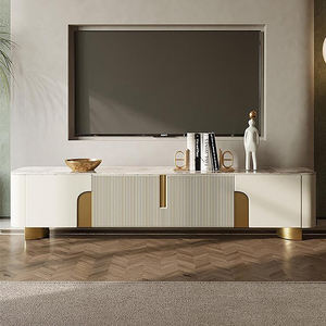 Mueble de <span class=keywords><strong>TV</strong></span> Rectangular Contemporáneo de Madera para Sala de Estar, Mueble para el Hogar con Almacenamiento, Mueble de <span class=keywords><strong>TV</strong></span> Largo Moderno de Lujo con Tapa de Pizarra - Product Image 1