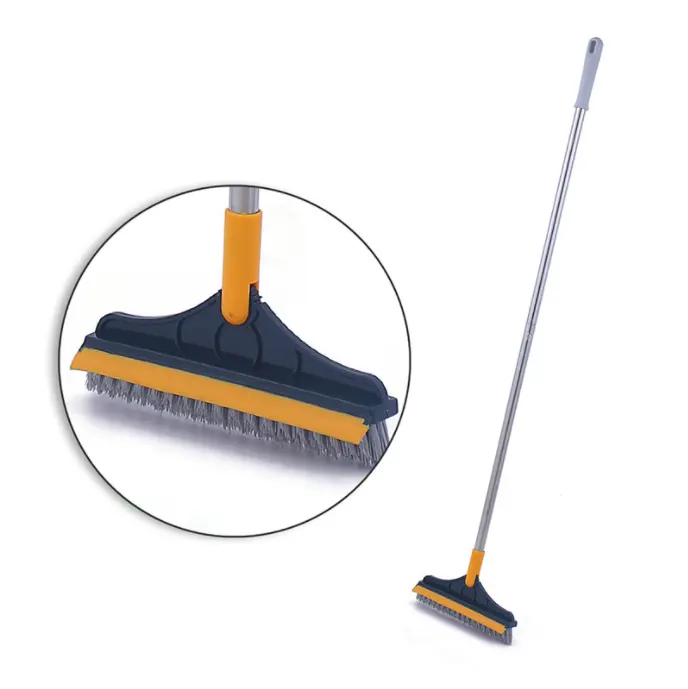 2 in 1 ayarlanabilir v-şekilli temizleme fırçası uzun saplı ve duş temizleme veranda banyo garaj mutfak duvar için silecek
