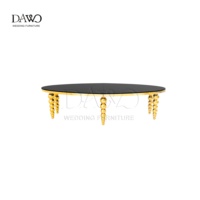 Mesa de Vidrio de Lujo con Patas Esféricas Doradas y Cubierta Negra, Centro de Mesa para Bodas y Fiestas
