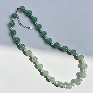 天然アベンチュリンパールチョーカービーズネックレス感情的な癒しグリーンジェムストーンジュエリーエレガントなデザインクリスマスギフト - Product Image 3
