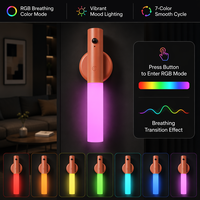 Lampe LED multifonction 4-en-1 avec capteur, lumière blanc chaud et RGB, projecteur d'urgence à effet respirant, mode automatique PIR, magnétique, mini, en ABS, pour chambre à coucher et veilleuse