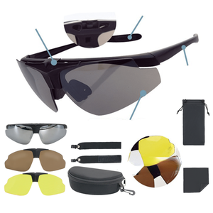 Gafas Tácticas con Cubierta Abatible de 90 Grados, Gafas Deportivas con 3 Lentes Intercambiables y Protección UV400 - Product Image 1