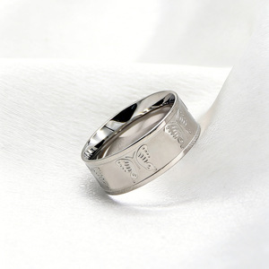 Trendy <b>Titanium</b> Steel Butterfly Etched Wide <b>Ring</b> Unisex Street Fashion Jewelry Gift Accessory - Product Image 1