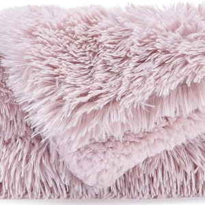 Manta de tiro de piel sintética sólida de primera calidad, manta suave y peluda para cama o sofá-50x65 pulgadas, <span class=keywords><strong>polvo</strong></span> rosa - Product Image 2