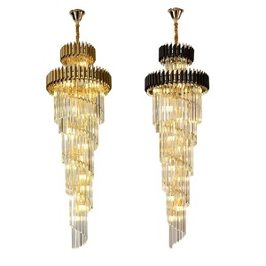 Lustre moderne en cristal pour <span class=keywords><strong>plafond</strong></span> d'escalier, éclairage LED, lampes suspendues, salle à manger, salon, or, noir, lustre, luminaire suspendu - Product Image 5
