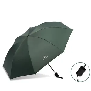 Chinesischer OEM faltbarer Regenschirm individueller Werbelogo-Druck 3fach Werbung Reisen faltbarer Regenschirm