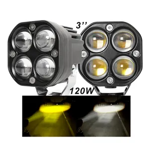 bicolor yellow white 3 inch 40w 4x4 12v led work light for car fog, buggy, truck motorcycle light spotlight led