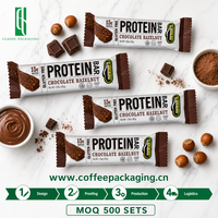 Emballage personnalisé pour barres énergétiques, sachet en Mylar pour collations nutritives, emballage pour barres protéinées sans gluten, faible MOQ 500 ensembles