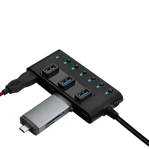 7 puertos USB3.0 Hub 5Gbps Velocidad de transmisión de datos de alta velocidad 3,0 Hub USB