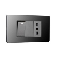 Enchufe universal de Italia 16A estándar de EE. UU., interruptor y enchufe de Panel de vidrio multienchufe de alta calidad 1/2 gang.