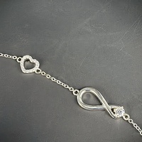 Bracelet en argent 925 minimaliste avec symbole infini en forme de cœur et numéro 8, serti de moissanite VVS, pour femme, haute qualité, vente en gros de bijoux fins