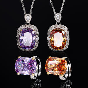 Champagne <span class=keywords><strong>Purple</strong></span> Fat Zircon Jewelry Set New Bird's Nest Cut Main Stone 15*20-Joyería de moda - Product Image 1