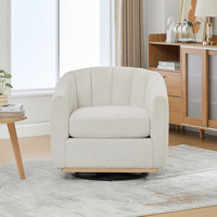 Fauteuil club moderne en chenille avec base en métal pivotant à 360 degrés, capitonné en forme de citrouille, accent pour le salon