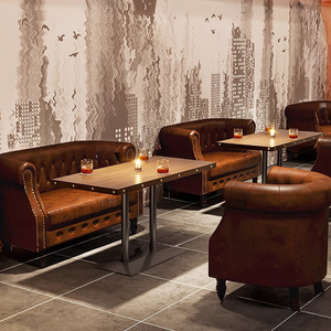 Silla de Cuero Estilo Americano Vintage, Moderna, Ecológica y Duradera, para Restaurante, Hotel, Cafetería, Bar de Whisky y Cigarros, Individual - Product Image 3