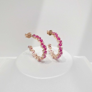 wholesale plata 925 silver Rose Gold Plated zircon <b>Earrings</b> With Pink <b>Crystal</b> Rhinestones Channel Setting Luxury Party <b>earrings</b> - Product Image 1