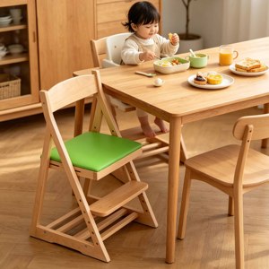 Silla Alta de Madera Moderna 3 en 1 Ajustable y Plegable con Cojín para Bebés de 6 Meses a 5 Años - Product Image 5