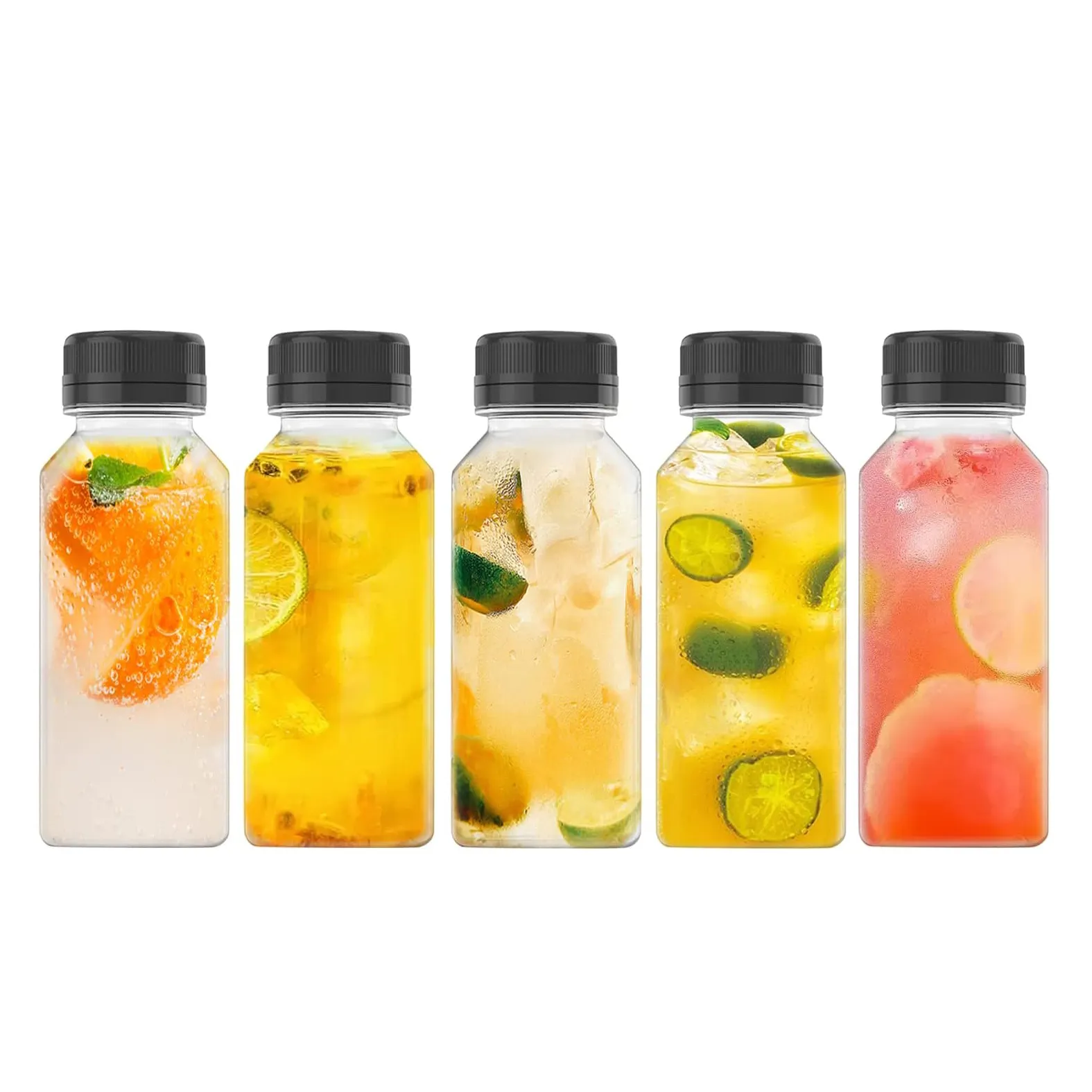 Fabricante 60ml-1000ml botella desechable para bebidas para mascotas transparente con tapa botella cuadrada para jugo de té de la leche