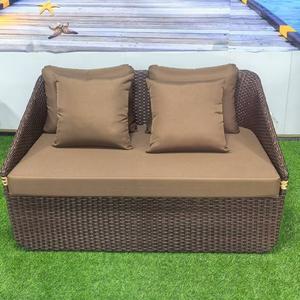 طقم كنب عصري من الخوص الروطان باللون البني للاستخدام الداخلي والخارجي للحديقة والفناء والفندق وغرفة المعيشة والشقة - Product Image 4