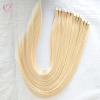 Extensions de cheveux naturels blonds vierges à bandes adhésives pour femmes, vente en gros d'usine, pour coiffure et beauté