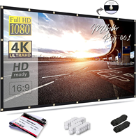 Écran de projection portable pliable 150 pouces 16:9 sans plis double face pour bureau, cinéma maison, intérieur et extérieur