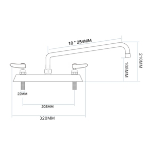 Robinet de cuisine fiable en laiton chromé à double levier, facile à nettoyer, avec bec pivotant à débit élevé pour évier - Product Image 2