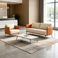 Ensemble de canapés de bureau modulaires en cuir, design moderne et luxueux, pour zone de négociation et d'éveil, usage administratif