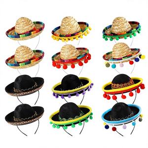 طوق شعر للمهرجانات وقبعة صغيرة مكسيكية لحفلات الهالوين والكرنفال - Product Image 1