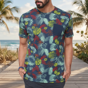Camiseta de Cuello Redondo con Estampado Floral Completo, 100% Algodón, Anti-Pilling y Anti-Encogimiento, de Bangladesh - Product Image 3
