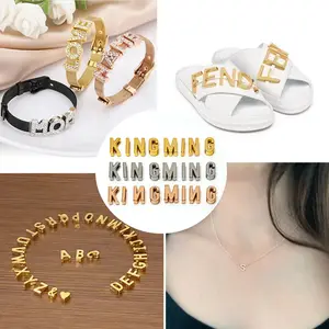 Custom Small metal letter Hollow style Metal Alphabet A-Z Letters Buckle slide on letter charms For HandBags Collar clothing