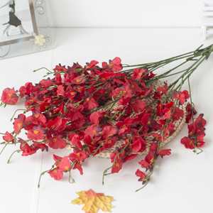 Flor artificial cabeza amarilla cinco tenedor bailando-señora orquídea sala de estar dormitorio decoración tela Flor de seda Oncidium - Product Image 6